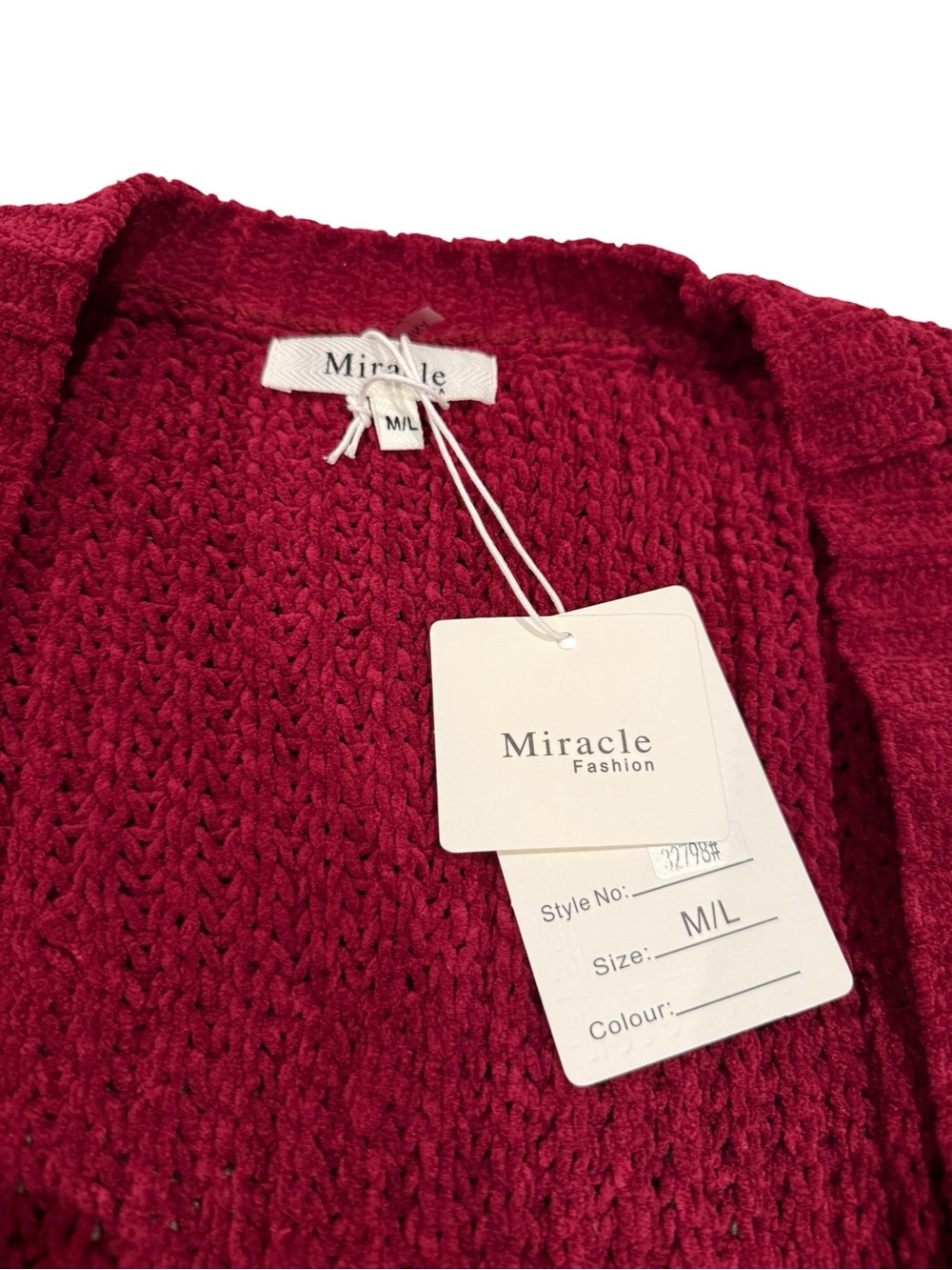 Open-Front Wine Red/Burgundy Knit Cardigan - Picture 2 of 11